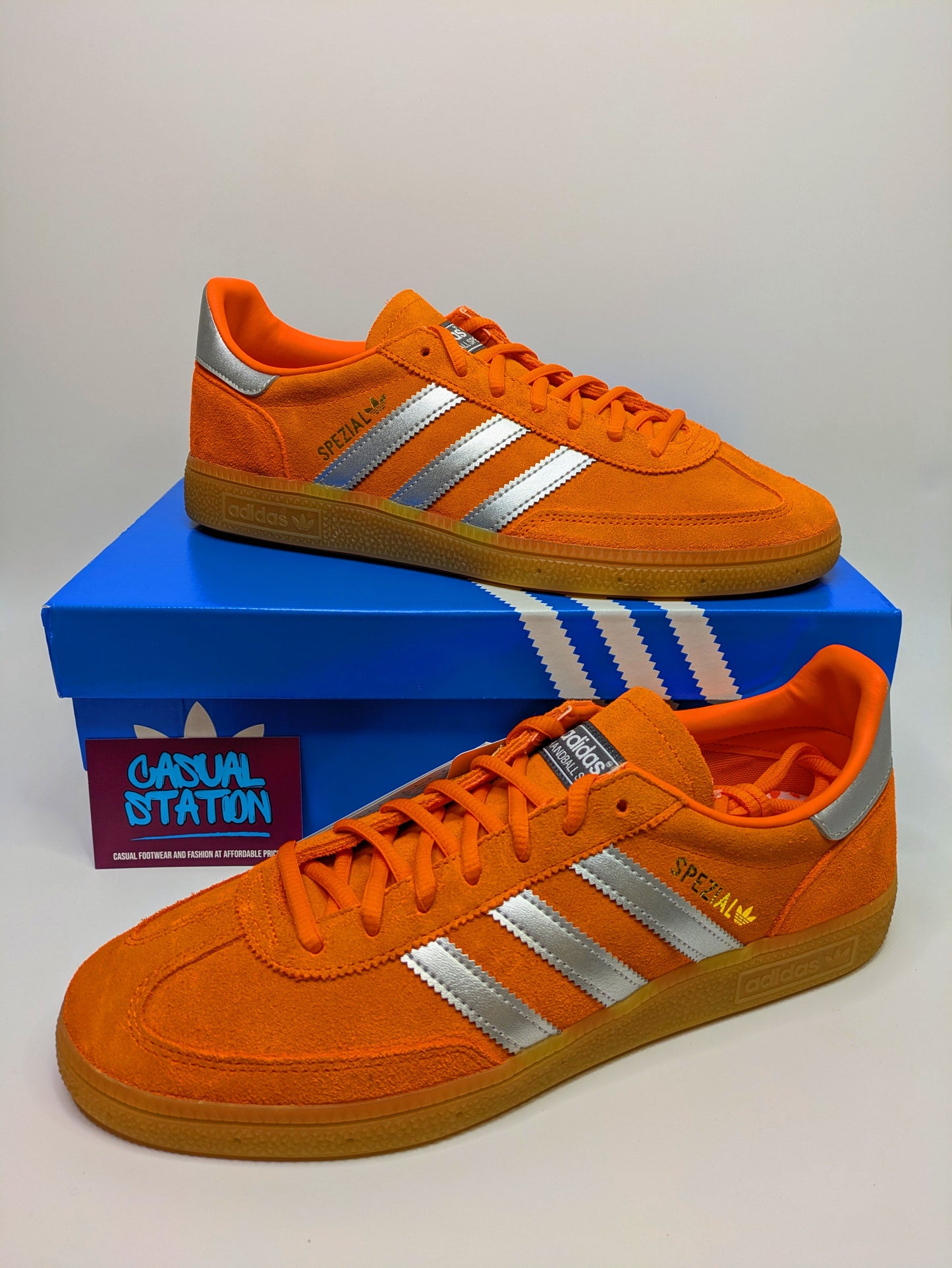 Adidas Handball Spezial Orange and Silver Casual Station